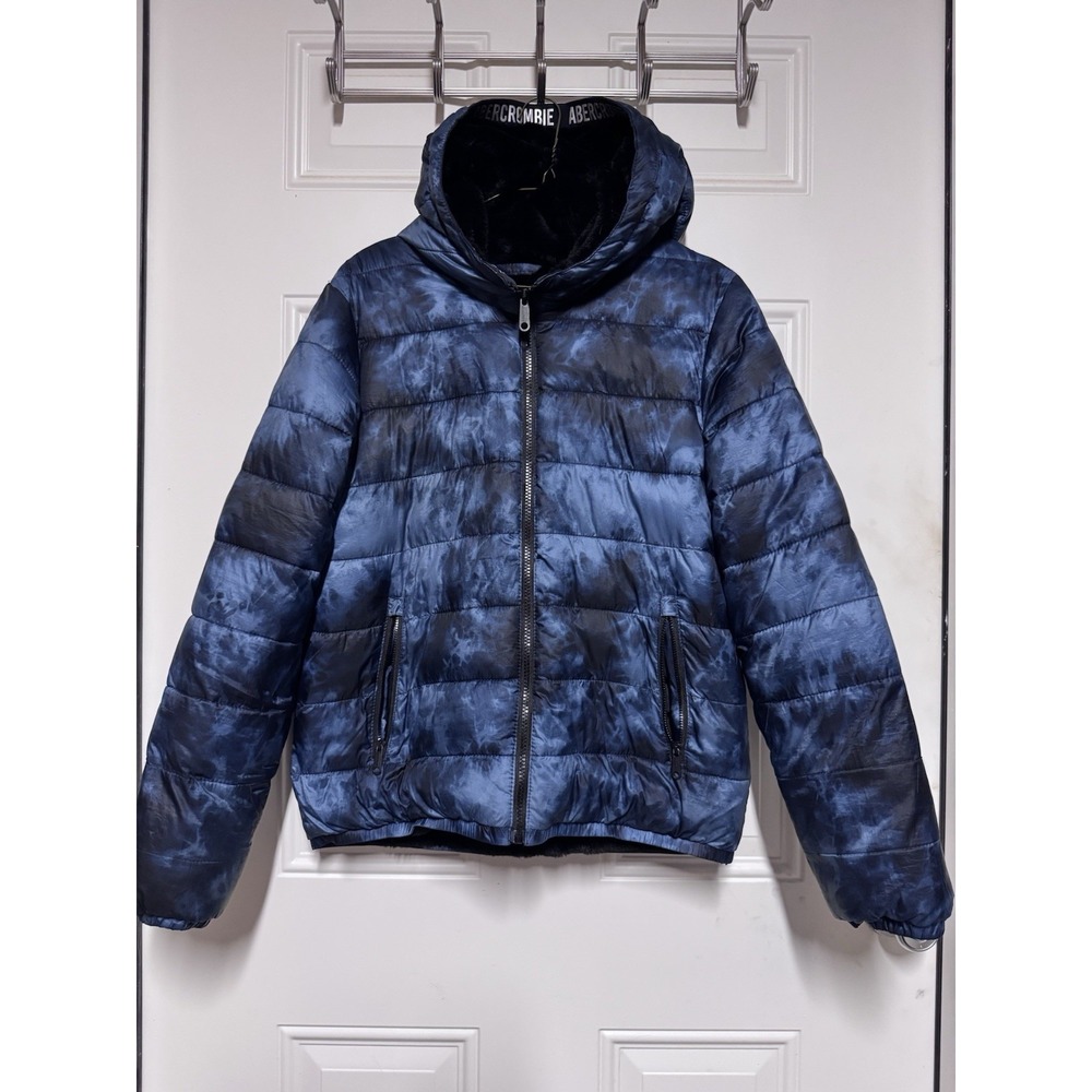 Abercrombie & Fitch Kids Fleece Lined Blue Puffer Coat, Winter Jacket Sz 15-16